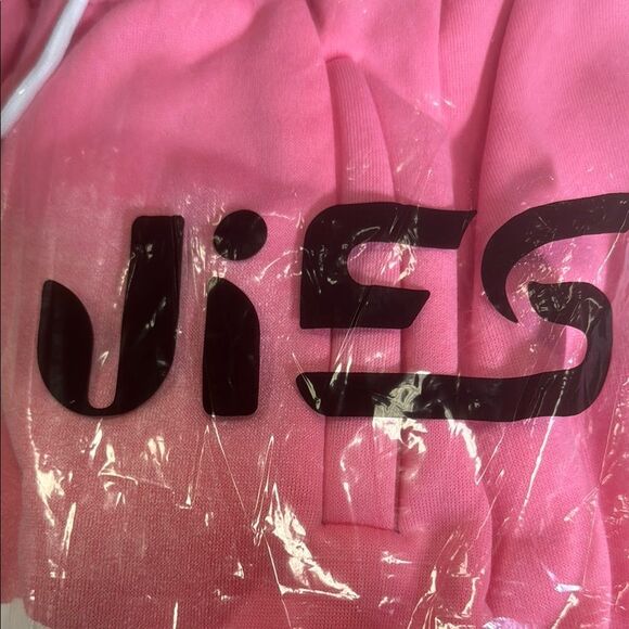 Pink sweat pants with white Logo